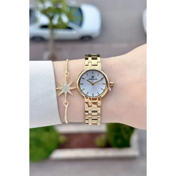 Gold Renk Hediye Paketli 25 Mm Kadın Kol Saati