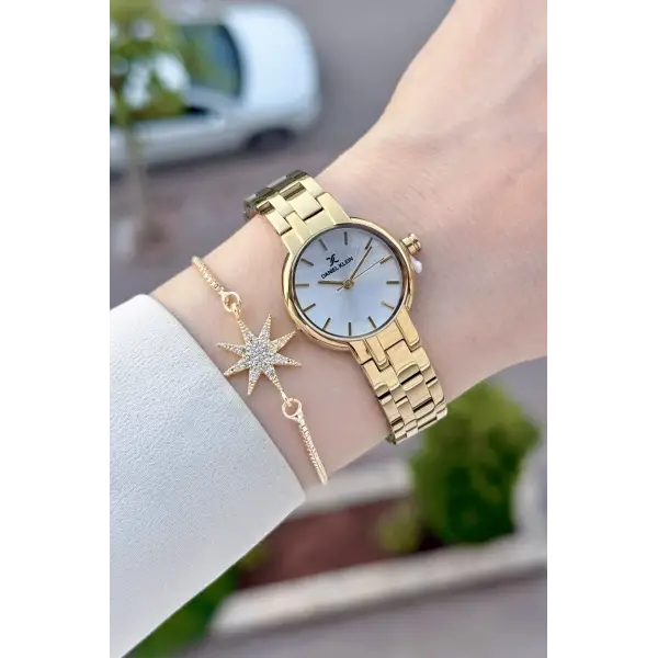 Gold Renk Hediye Paketli 25 Mm Kadın Kol Saati