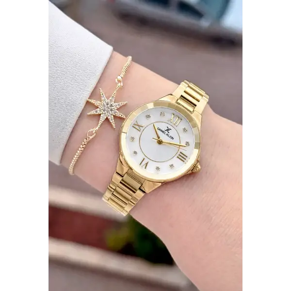 Gold Renk Hediye Paketli 30 Mm Kadın Kol Saati