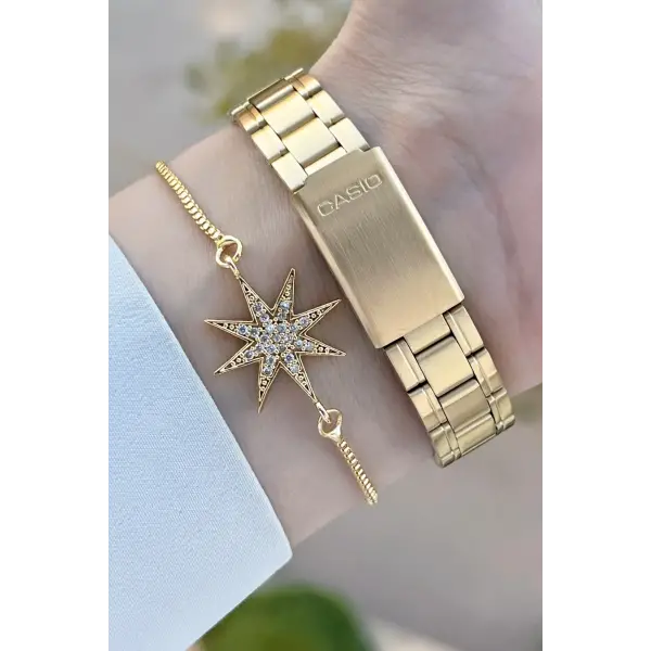 Casio CSISTE168 Gold Renk Hediye Paketli Kadın Kol Saati