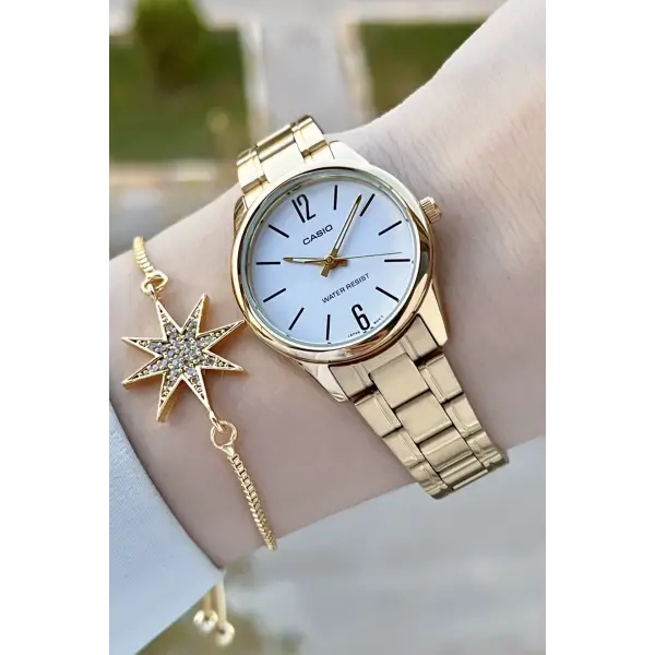 Casio CSISTE168 Gold Renk Hediye Paketli Kadın Kol Saati