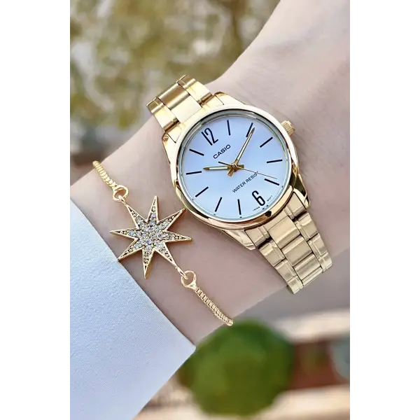 Casio CSISTE168 Gold Renk Hediye Paketli Kadın Kol Saati