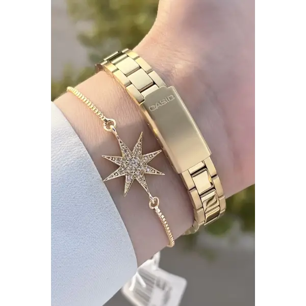 Casio Csıste77 Gold Renk Hediye Paketli Kadın Kol Saati