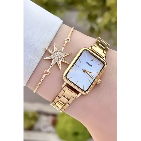 Casio Csıste77 Gold Renk Hediye Paketli Kadın Kol Saati