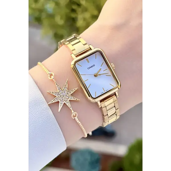 Casio Csıste77 Gold Renk Hediye Paketli Kadın Kol Saati