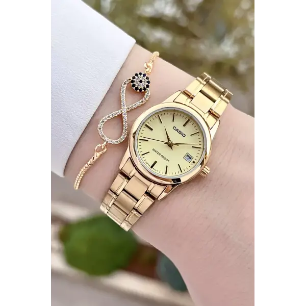 Casio CSISTE145 Gold Renk Takvimli Kadın Kol Saati