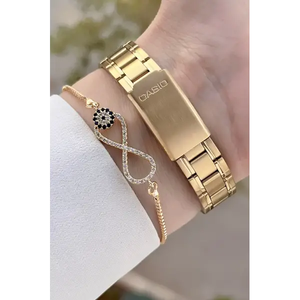 Casio CSISTE145 Gold Renk Takvimli Kadın Kol Saati