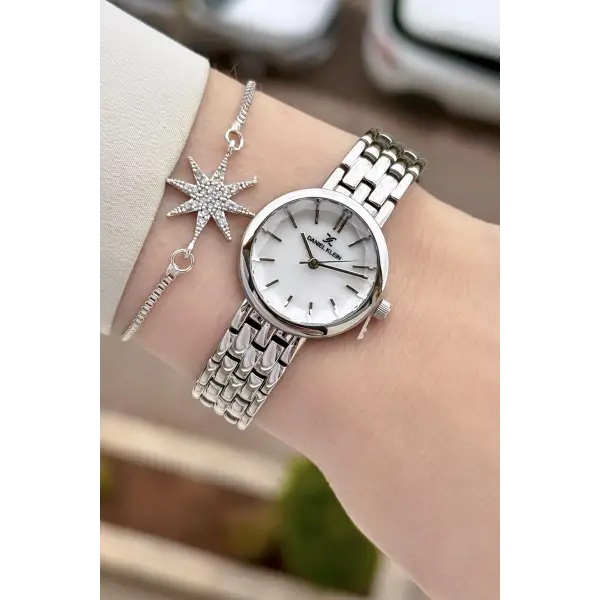 Gümüş Renk 25 Mm Hediye Paketli Kadın Kol Saati