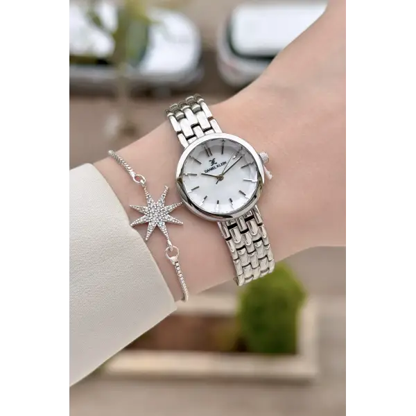 Gümüş Renk 25 Mm Hediye Paketli Kadın Kol Saati