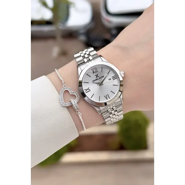 Gümüş Renk 32 Mm Hediye Paketli Kadın Kol Saati