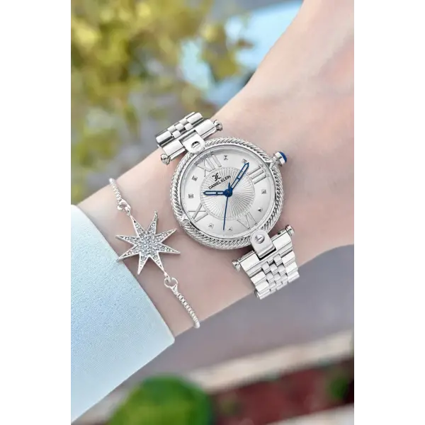 Gümüş Renk 32 Mm Kadın Kol Saati ve Bileklik
