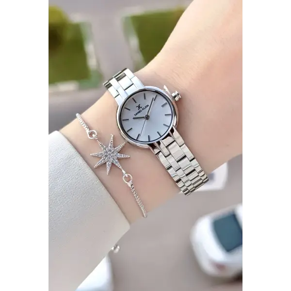 Gümüş Renk Hediye Paketli 25 Mm Kadın Kol Saati