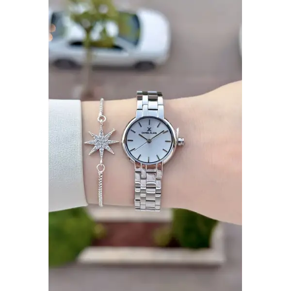 Gümüş Renk Hediye Paketli 25 Mm Kadın Kol Saati