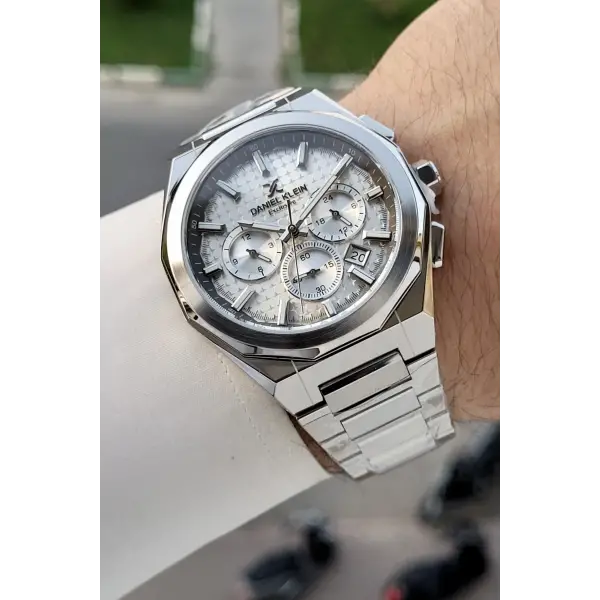 Gümüş Renk Hediye Paketli 44 Mm Erkek Kol Saati