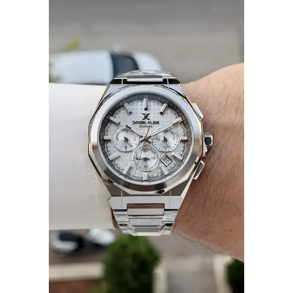 Gümüş Renk Hediye Paketli 44 Mm Erkek Kol Saati