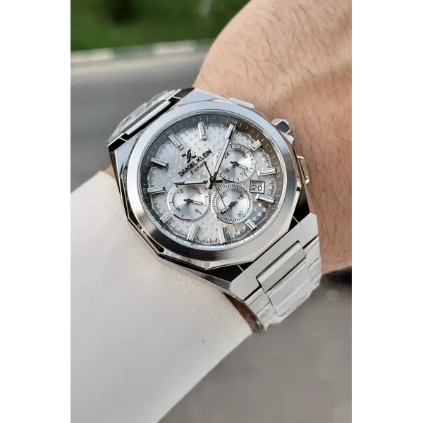 Gümüş Renk Hediye Paketli 44 Mm Erkek Kol Saati