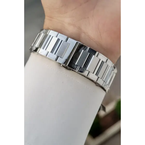Gümüş Renk Hediye Paketli 44 Mm Erkek Kol Saati