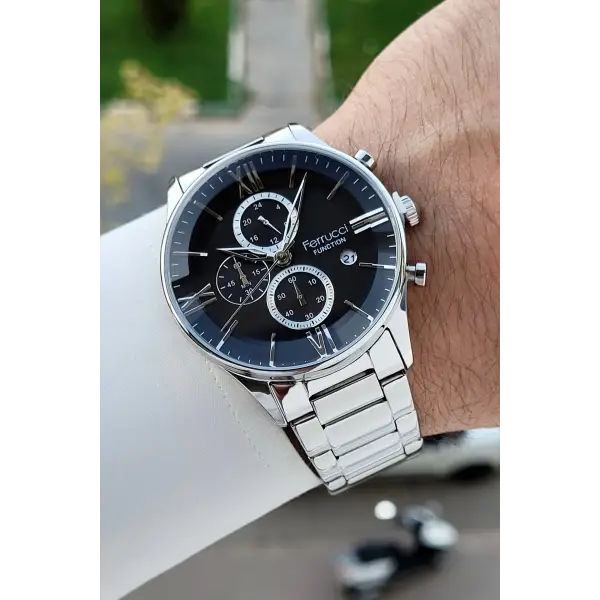 Gümüş Renk İç Göstergeleri Aktif Erkek Kol Saati