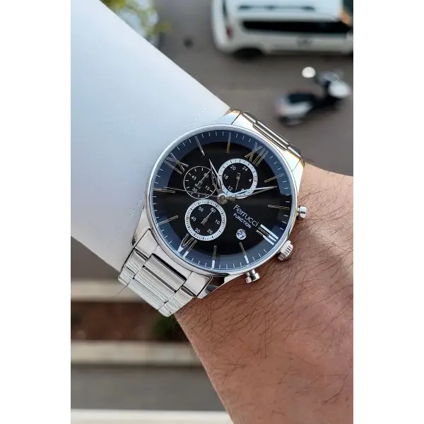 Gümüş Renk İç Göstergeleri Aktif Erkek Kol Saati