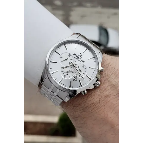 Gümüş Renk İç Göstergeleri Aktif Fonksiyonlu Hediye Paketli Erkek Kol Saati