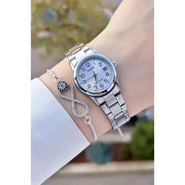 Casio CSISTE111 Gümüş Renk Takvimli Hediye Paketli Kadın Kol Saati