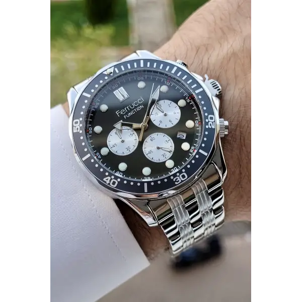 Ferrucci FCISTE226 Gümüş Yeşil Renk İç Göstergeleri Aktif Erkek Kol Saati