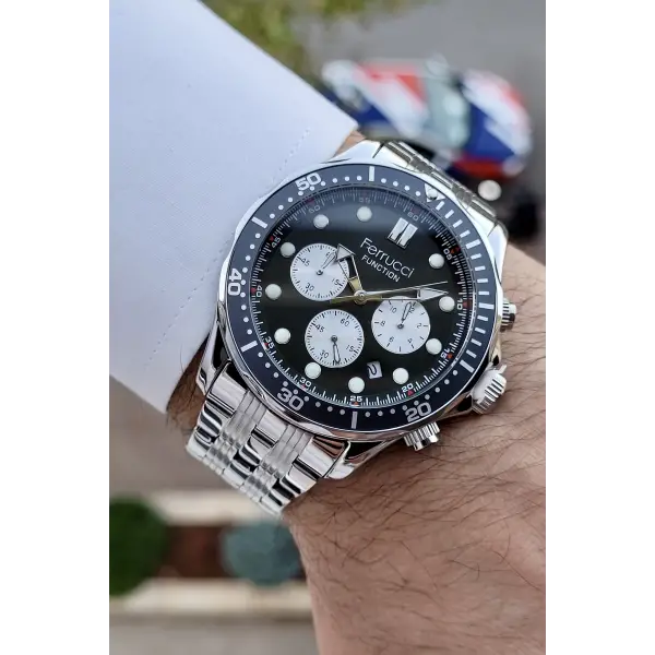 Ferrucci FCISTE226 Gümüş Yeşil Renk İç Göstergeleri Aktif Erkek Kol Saati