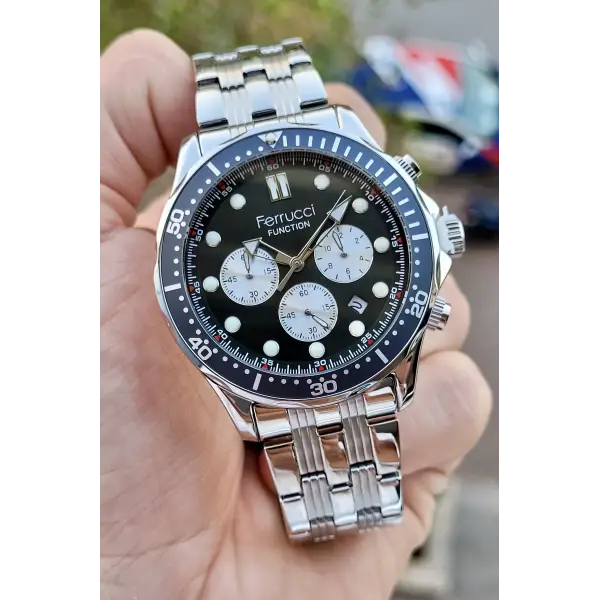 Ferrucci FCISTE226 Gümüş Yeşil Renk İç Göstergeleri Aktif Erkek Kol Saati