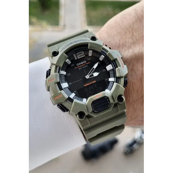 Casio CSISTE165 Haki Renk Analog Dijital Hediye Paketli Erkek Kol Saati