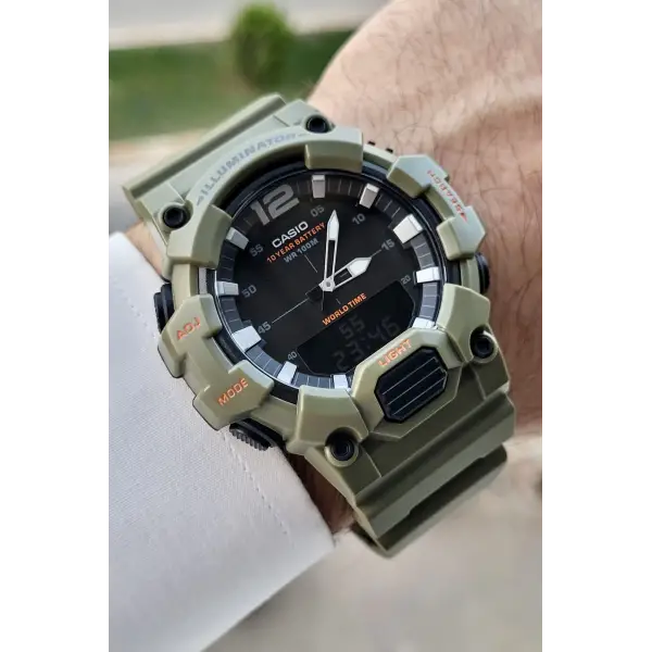 Casio CSISTE165 Haki Renk Analog Dijital Hediye Paketli Erkek Kol Saati