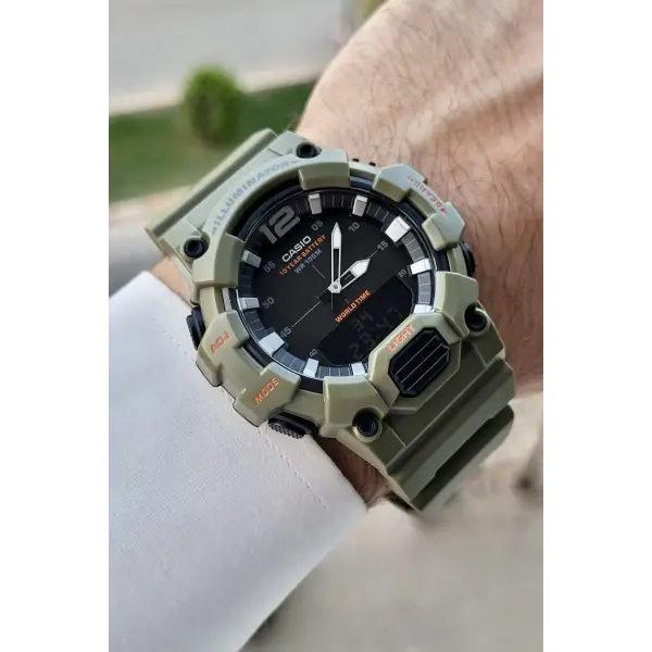 Casio CSISTE165 Haki Renk Analog Dijital Hediye Paketli Erkek Kol Saati