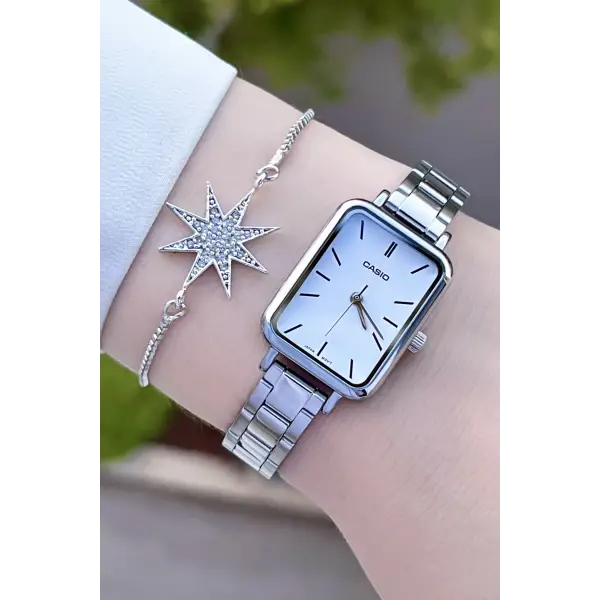 Casio CSISTE75 Kadranı Beyaz Kordonu Gümüş Renk Hediye Paketli Kadın Kol Saati