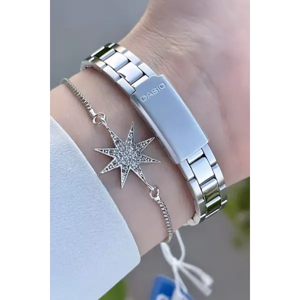 Casio CSISTE75 Kadranı Beyaz Kordonu Gümüş Renk Hediye Paketli Kadın Kol Saati