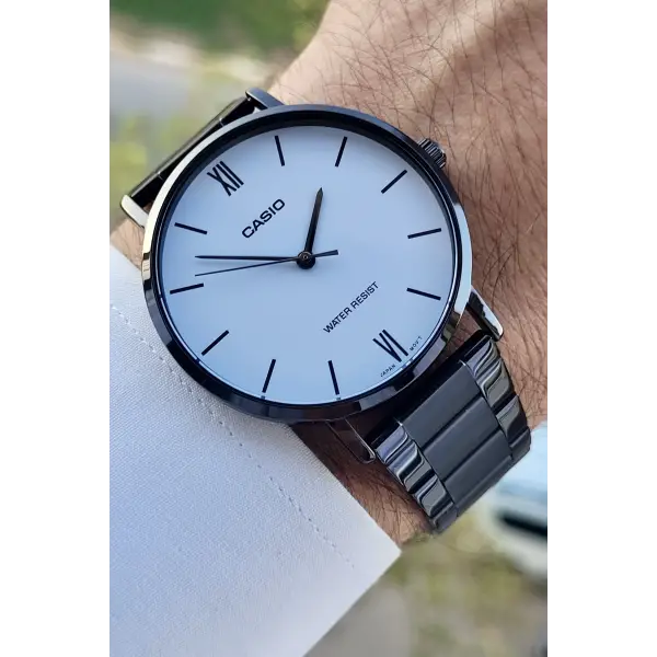 Casio CSISTE129 Kadranı Beyaz Kordonu Siyah Renk Erkek Kol Saati