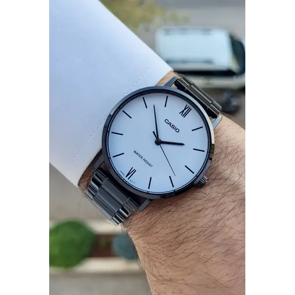 Casio CSISTE129 Kadranı Beyaz Kordonu Siyah Renk Erkek Kol Saati