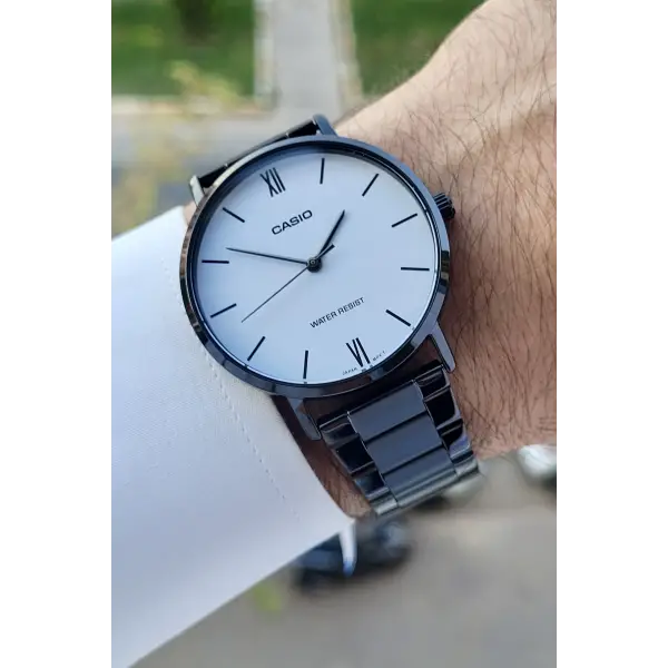 Casio CSISTE129 Kadranı Beyaz Kordonu Siyah Renk Erkek Kol Saati