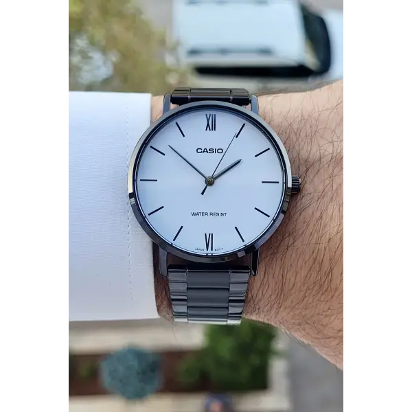 Casio CSISTE129 Kadranı Beyaz Kordonu Siyah Renk Erkek Kol Saati