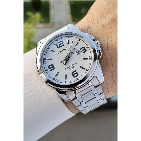 Casio CSISTE51 Kadranı Beyaz Korodnu Gümüş Renk Hediye Paketli Erkek Kol Saati