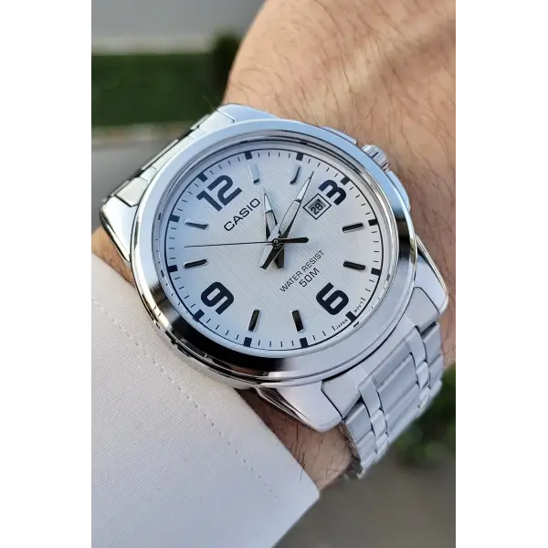 Casio CSISTE51 Kadranı Beyaz Korodnu Gümüş Renk Hediye Paketli Erkek Kol Saati