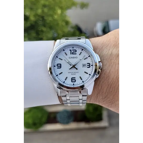 Casio CSISTE51 Kadranı Beyaz Korodnu Gümüş Renk Hediye Paketli Erkek Kol Saati