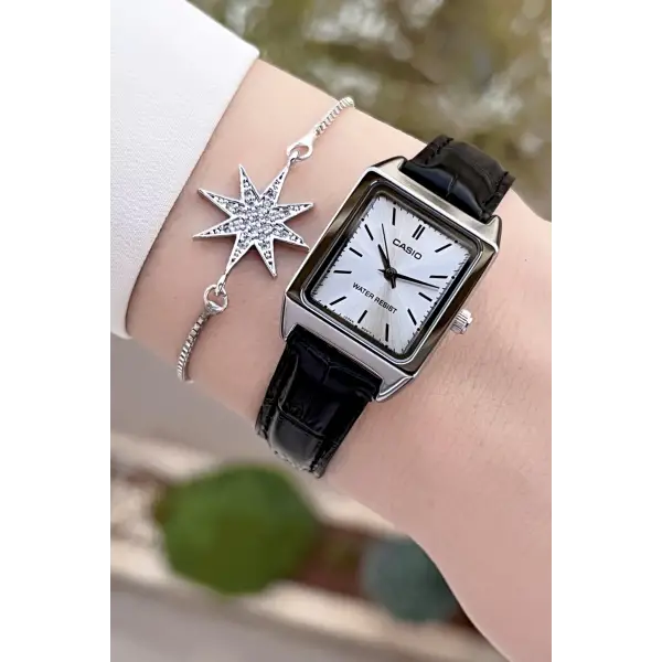 Casio CSISTE137 Kadranı Gümüş Kordonu Siyah Renk Kadın Kol Saati