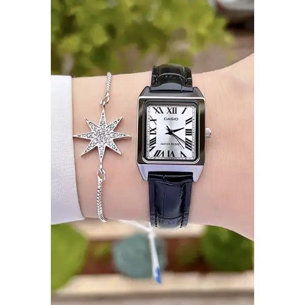 Casio CSISTE41 Kadranı Gümüş Kordonu Siyah Renk Hediye Paketli Kadın Kol Saati