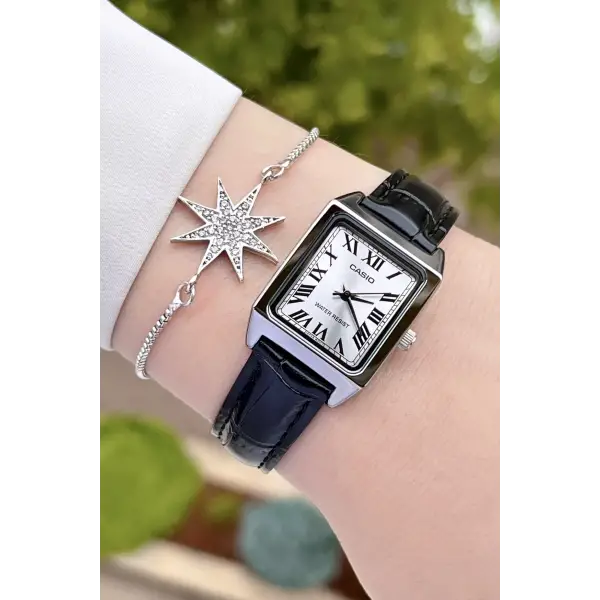 Casio CSISTE41 Kadranı Gümüş Kordonu Siyah Renk Hediye Paketli Kadın Kol Saati