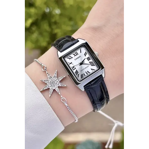 Casio CSISTE41 Kadranı Gümüş Kordonu Siyah Renk Hediye Paketli Kadın Kol Saati