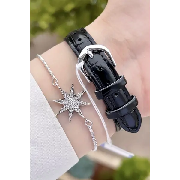 Casio CSISTE41 Kadranı Gümüş Kordonu Siyah Renk Hediye Paketli Kadın Kol Saati