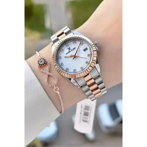 Kadranı Kordonu Rose Gümüş Renk 33 Mm Hediye Paketli Kadın Kol Saati ve Bileklik