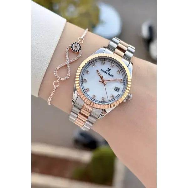Kadranı Kordonu Rose Gümüş Renk 33 Mm Hediye Paketli Kadın Kol Saati ve Bileklik