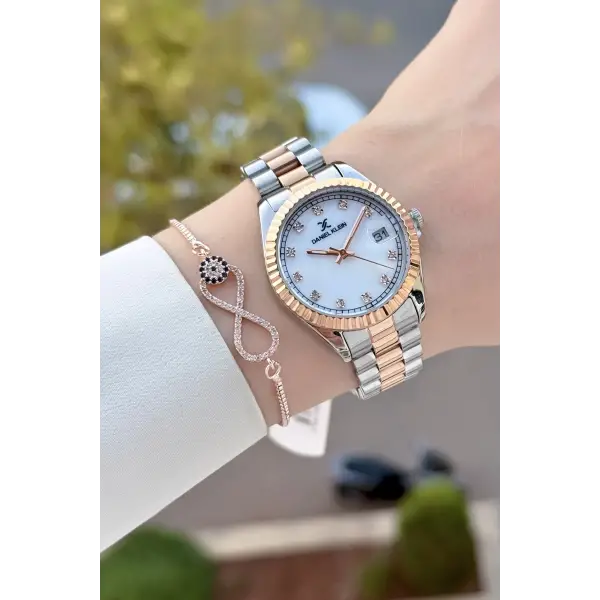 Kadranı Kordonu Rose Gümüş Renk 33 Mm Hediye Paketli Kadın Kol Saati ve Bileklik