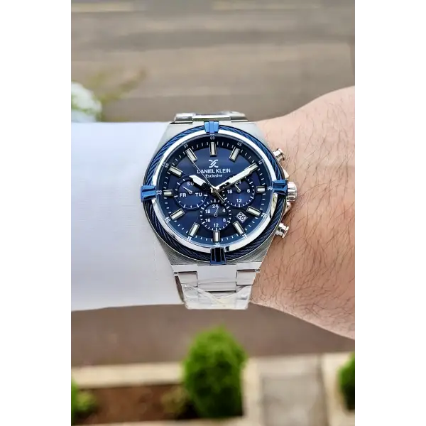 Kadranı Lacivert Kordonu Gümüş Renk 44 Mm Hediye Paketli İç Göstergeleri Aktif Erkek Kol Saati