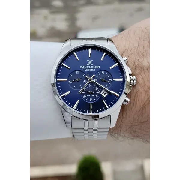 Kadranı Lacivert Kordonu Gümüş Renk Göstergeleri Aktif Fonksiyonlu Hediye Paketli Erkek Kol Saati